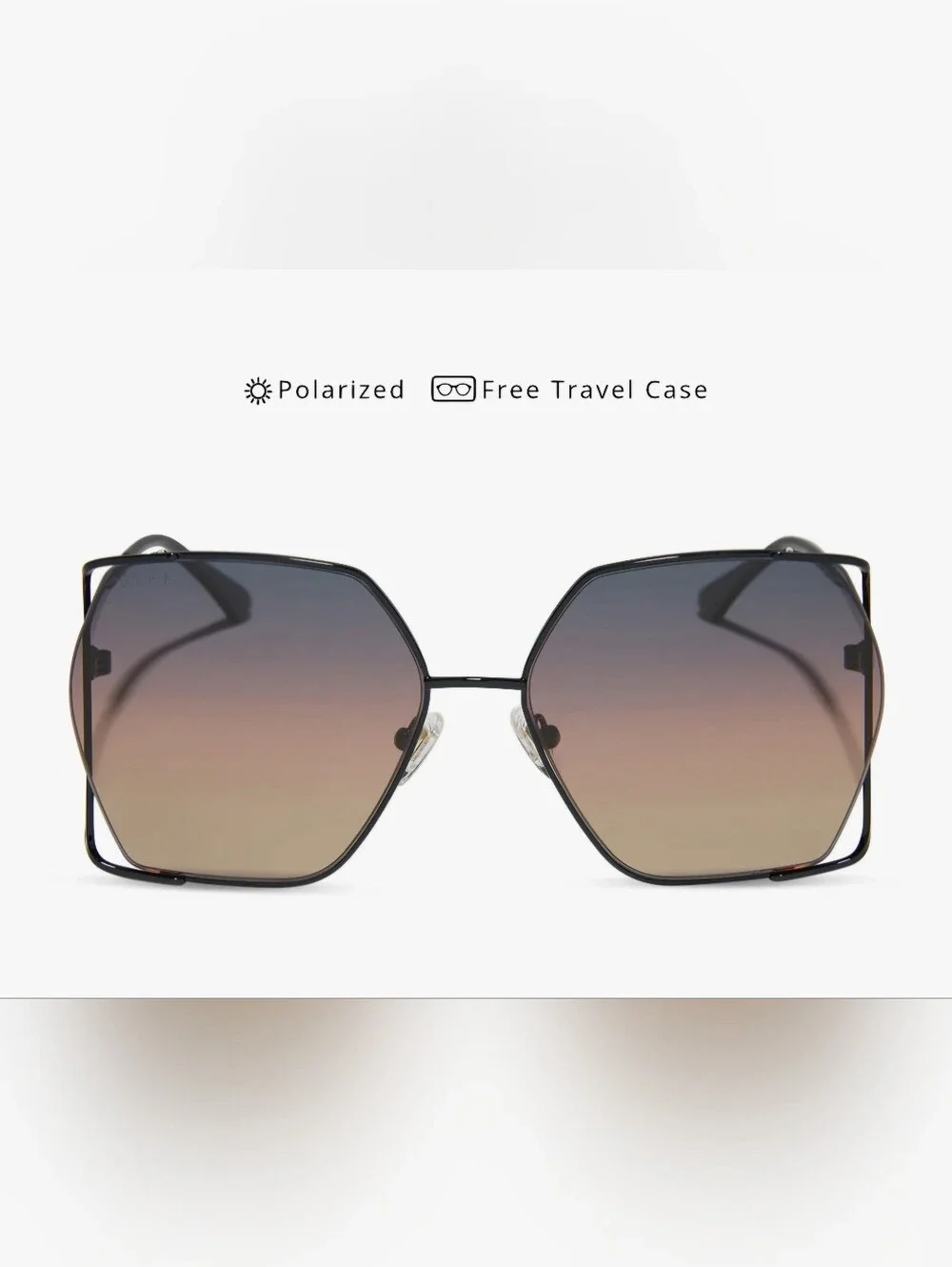 NIB! DIFF Eyewear, Donna IV, black twilight gradient polarized sunglasses